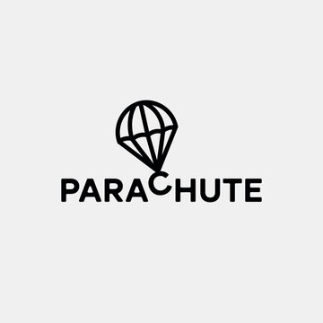 Vector parachute minimal text logo design