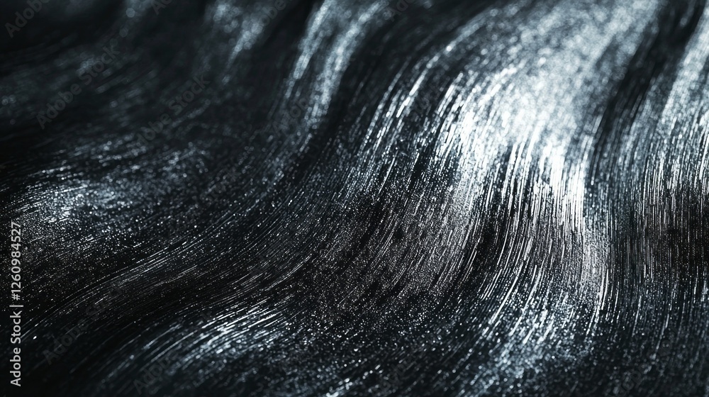 Poster a captivating interplay of dark gray and silver forms waves that gracefully flow and shimmer