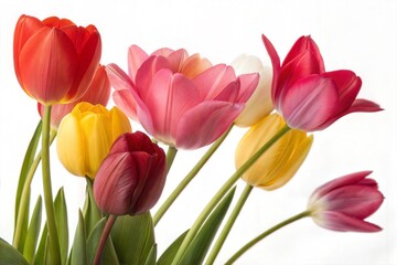 Tulips on white background