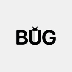 Vector bug minimal text logo design