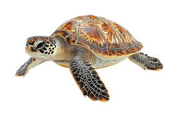 Turtle swimming in ocean marine life isolated on transparent background - Generative AI