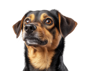 Curious dog portrait animal isolated on transparent background - Generative AI