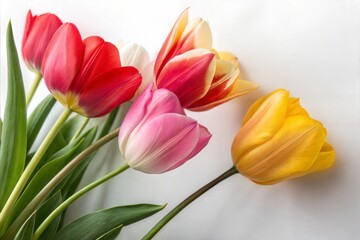 Tulips on white background