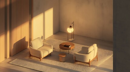 Sunlit Modern Living Room With Two Armchairs