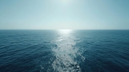 Obraz premium Ship's Wake, Ocean, Sunny Day, Horizon, Travel