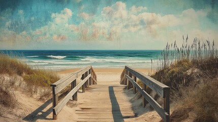 Obraz premium Beach boardwalk ocean access summer travel