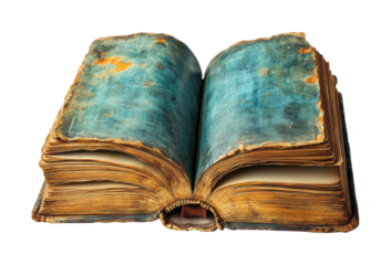 Antique book display library vintage literature isolated on transparent background - Generative AI