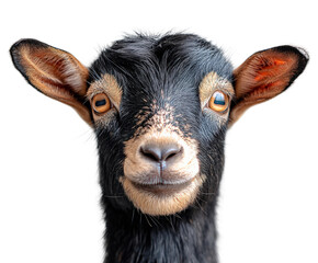 Fototapeta premium Playful goat with a joyful expression isolated on transparent background - Generative AI