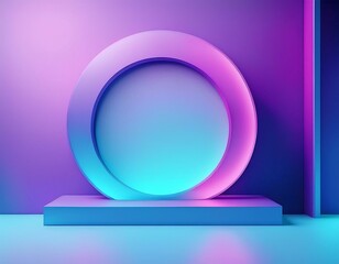 Obraz premium 3d rendering of purple and blue abstract geometric background. Cyberpunk concept. Scene for advertising, technology, showcase, banner, cosmetic, fashion, business. Sci-Fi Illustration. Product display