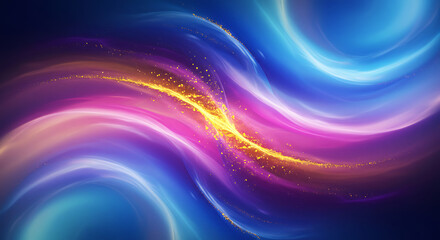 Obraz premium Stunning Cosmic Dreamscape with Soft Gradient Waves and Sparkling Golden Dust Trails