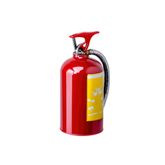 Obraz premium Red Fire Extinguisher with Yellow Label - Safety Equipment