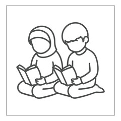 Peaceful and meaningful scene of children reciting the Quran, a great addition to any learning space