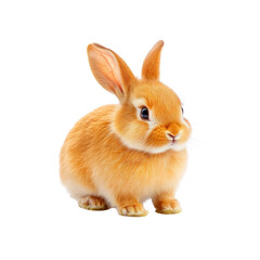 Obraz premium Adorable Fluffy Orange Baby Bunny Rabbit on White Background