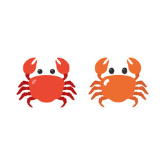 Two Crabs Clipart Illustration | Minimalistic Cartoon Style Isolated on White Background