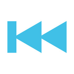 Fast Backward Icon Clipart Illustration | Minimalistic Blue Symbol Isolated on White Background