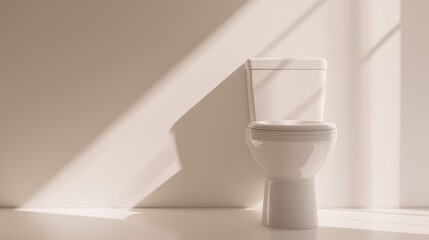 Simple white toilet near a white wall.