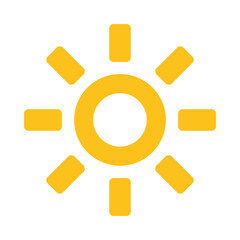 Shining Sun Minimalist Clipart Illustration | Bright Yellow Sun Isolated on White Background