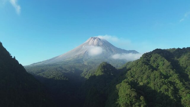 4K aerial drone footage of Merapi Mountain