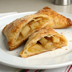a plate with a apple turnover