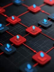 Abstract digital network connections in red and blue colors.