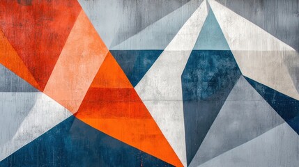 Obraz premium Geometric mural, urban wall, abstract art, textured background, design