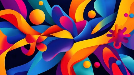 Vibrant Abstract Digital Painting: Swirling Colors and Organic Shapes AI Generated