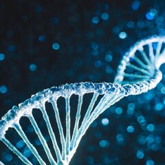 Illustrating the Intricate Details of Human DNA Strands Floating Against a Dark Background with Neon Blue Highlights Illuminating the Scene