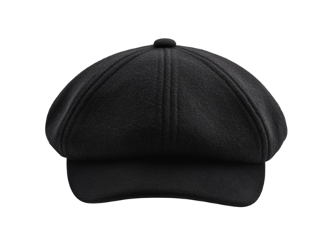 Black beret hat isolated on transparent background - Powered by Adobe