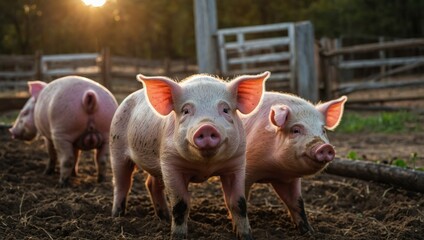 Pig farm, free range domestic pigs