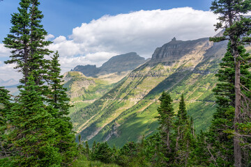 View of the Going to the Sun Road from Oberlin Bend Overlook - Glacier National Park