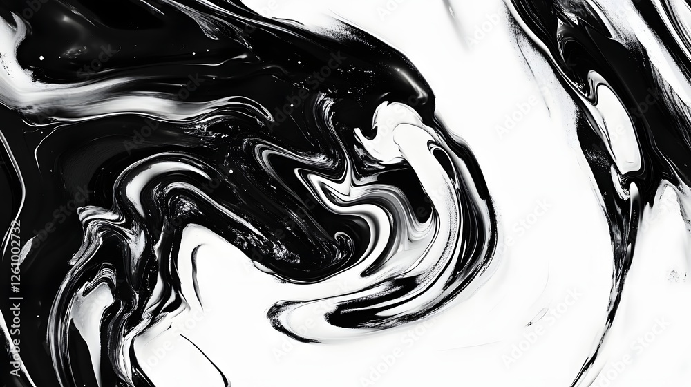 Poster Abstract Fluid Motion and Flowing Shapes in Monochrome Visuals