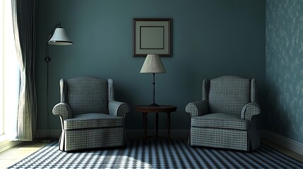 Serene Living Room with Two Armchairs and Lamps