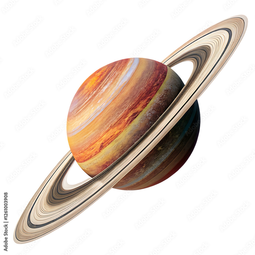 Wall mural planet with multiple rings isolated on transparent background