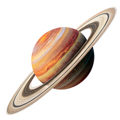 Planet with multiple rings isolated on transparent background