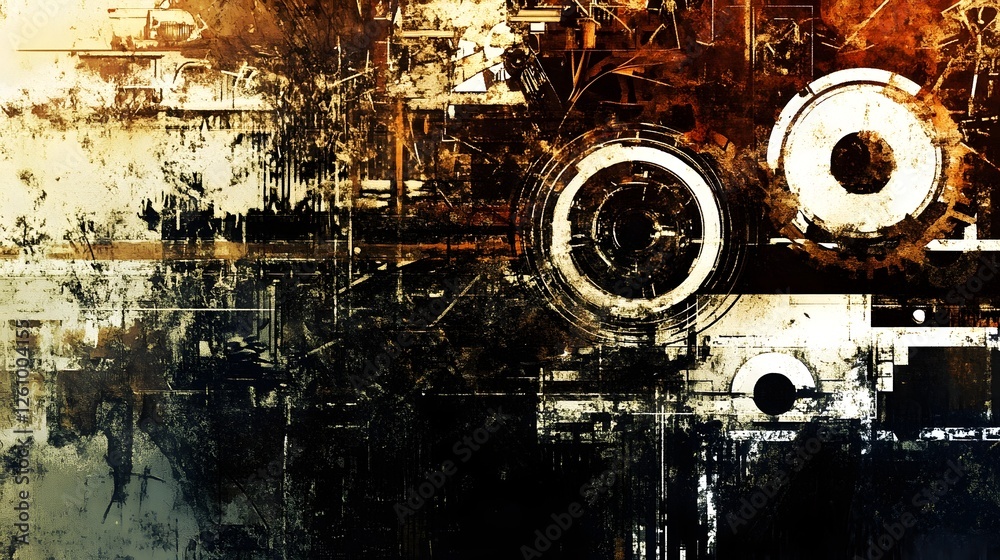 Aufkleber abstract industrial background with dramatic moody lighting highlighting the interlocking gears and 