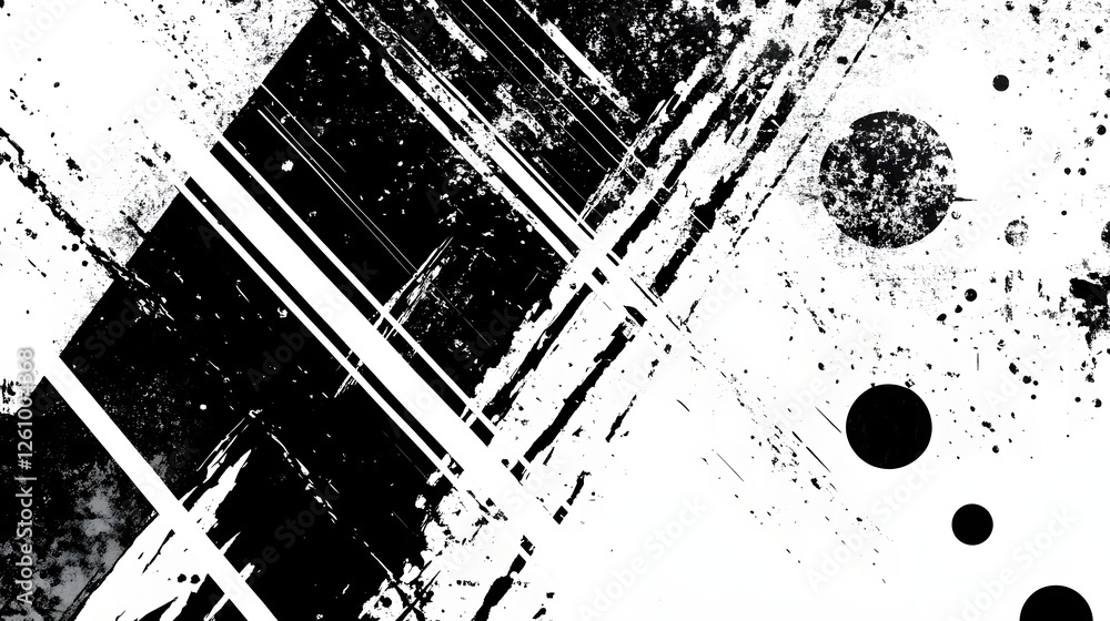 Poster Abstract monochrome grunge splash and texture digital art background with dynamic chaotic and experimental design elements  Creative modern and visually striking black and white composition