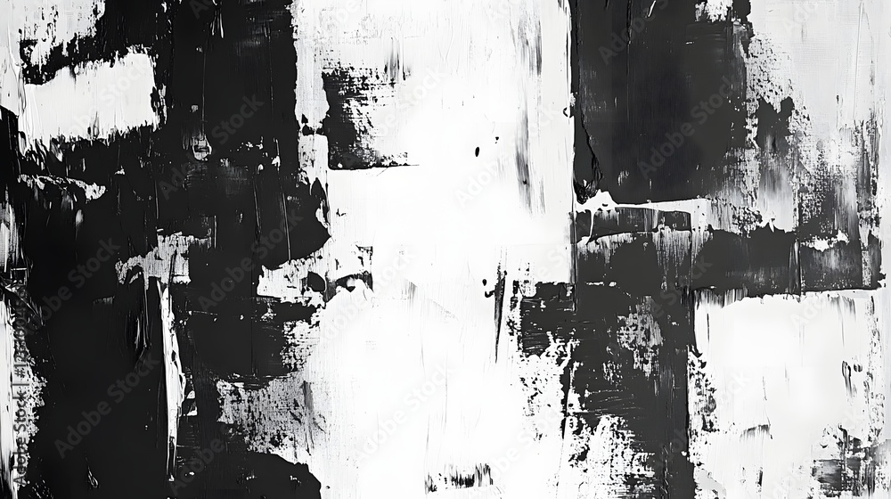 Poster Abstract Monochrome Textured Background with Contrasting Splatter and Blot Patterns