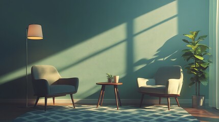 Serene Living Room With Two Chairs And Sunlight