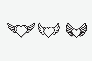 Angel heart icon. Heart with wings, Valentine day. Pictogram isolated on a white background.