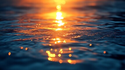 Golden Sunset Reflecting On Calm Water Surface