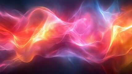 Obraz premium Vibrant abstract waves of color in red, blue, and orange, creating a dynamic, energetic background perfect for creative projects and digital designs.