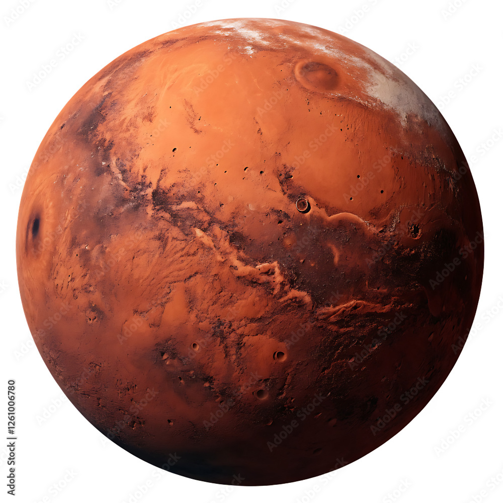Sticker planet mars isolated on transparent background