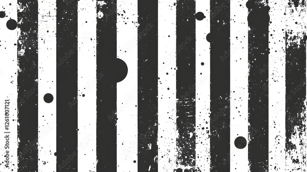 Poster An abstract composition featuring a dynamic mix of bold black and white brush strokes splatters and blobs against a textured monochromatic background  The artwork conveys a sense of energy movement