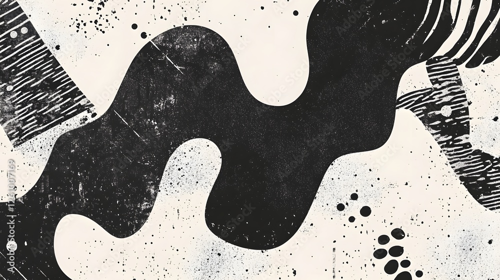 Fototapete An abstract minimalist composition featuring dynamic monochromatic shapes and fluid textures that evoke a sense of movement mystery and visual intrigue