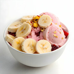 delicious bowl of healthy frozen yogurt with banana