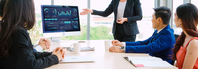 Business data dashboard provide business intelligence analytic for marketing strategy planning snugly with big data set to analyze customer demands and foreseeing business future