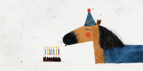 Celebrating a birthday with a festive horse cartoon fun artwork cheerful atmosphere whimsical perspective