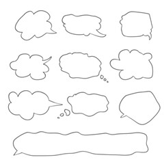 Obraz premium Collection of kid drawn speech bubble line symbol. Vector element.