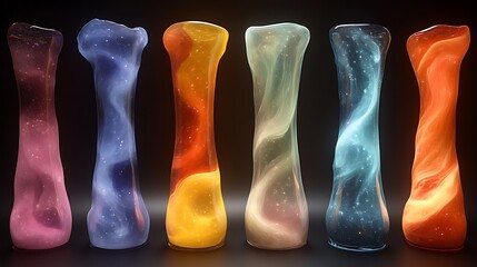 Colorful Galaxy Nebulae Contained In Glass Vessels
