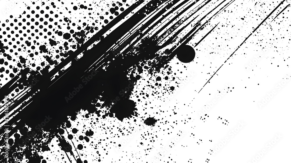 Poster Dynamic and Expressive Monochrome Abstract Texture Background with Bold Brush Strokes Splatters Drips and Geometric Patterns  and Visually Striking Design Element